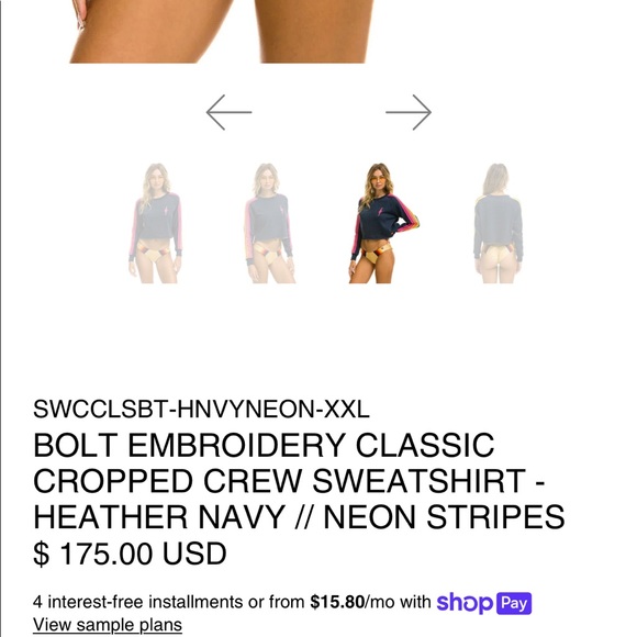 Aviator Nation crop crew - Navy Rainbow stripe - Picture 5 of 5